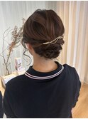 ゆるっとシニヨン/短めアレンジ/ゆるふわ/抜け感/ヘアセット