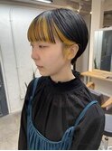 【イエローインナーカラー×マッシュショート】