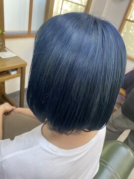 東京ヘアーサロン ネイビーブルー×ボブ/20代/30代/40代/50代/北本/桶川/鴻巣