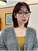 レイヤーボブ　肩ギリギリ　ダークトーン　ダークグレージュ
