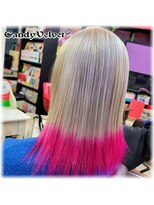 美容室キャンディー ベルベット(Candy Velvet) 毛先ピンクのハイトーンボブ