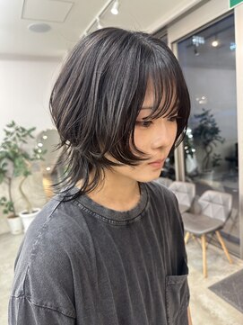 サンド 鹿児島中央(sand) パーマ風ウルフカラー