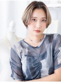 ブリーチカラーシンメトリー小顔ボブショートc7上尾20代30代40代