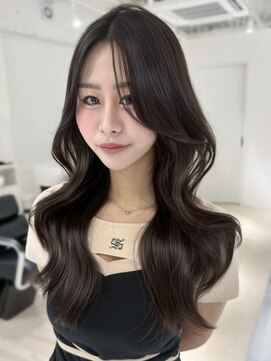 ヨロ 上野(YOLO) 韓国風ミルクティーハッシュカットレイヤーカットブリーチ