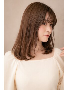 モッズヘア 越谷(mod's hair) ピンクベージュxワンカール♪前下がりセミディY越谷20代30代40代