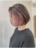 インナーカラーのピンクベージュ