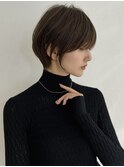 前髪あり耳掛け丸みくびれショートボブ20代30代40代50代（蘭）