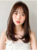 ★くびれヘアアプリコットオレンジ夏ハイライトカラー