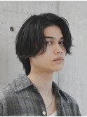 メンズミディアムパーマボブウルフカット緩めスパイラルパーマ