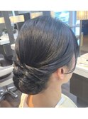 大人可愛い和装ヘアセットシニヨンお団子ヘアお呼ばれ