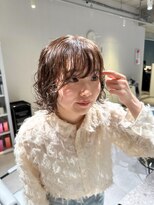 アム(amu)&nbsp;ボブパーマ/パーマボブ/ベージュ/パーマヘア/前髪パーマミニボブ