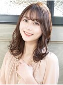 ミディアムひし形レイヤー/デジタルパーマ/ゆるウェーブ