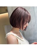 ショートボブレイヤーカット韓国ヘア顔周りカット透明感カラー