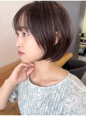 小顔カットショートボブ大人可愛いアッシュオリーブ