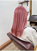 サーモンピンク☆セミロング　☆10代20代30代人気◎