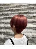 ボルドーショートエモージュピンクベージュマチルダボブ前髪