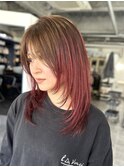 ベージュ×レッド