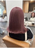 シアーピンク切りっぱなし大人可愛いレイヤーボブ春色ハイトーン