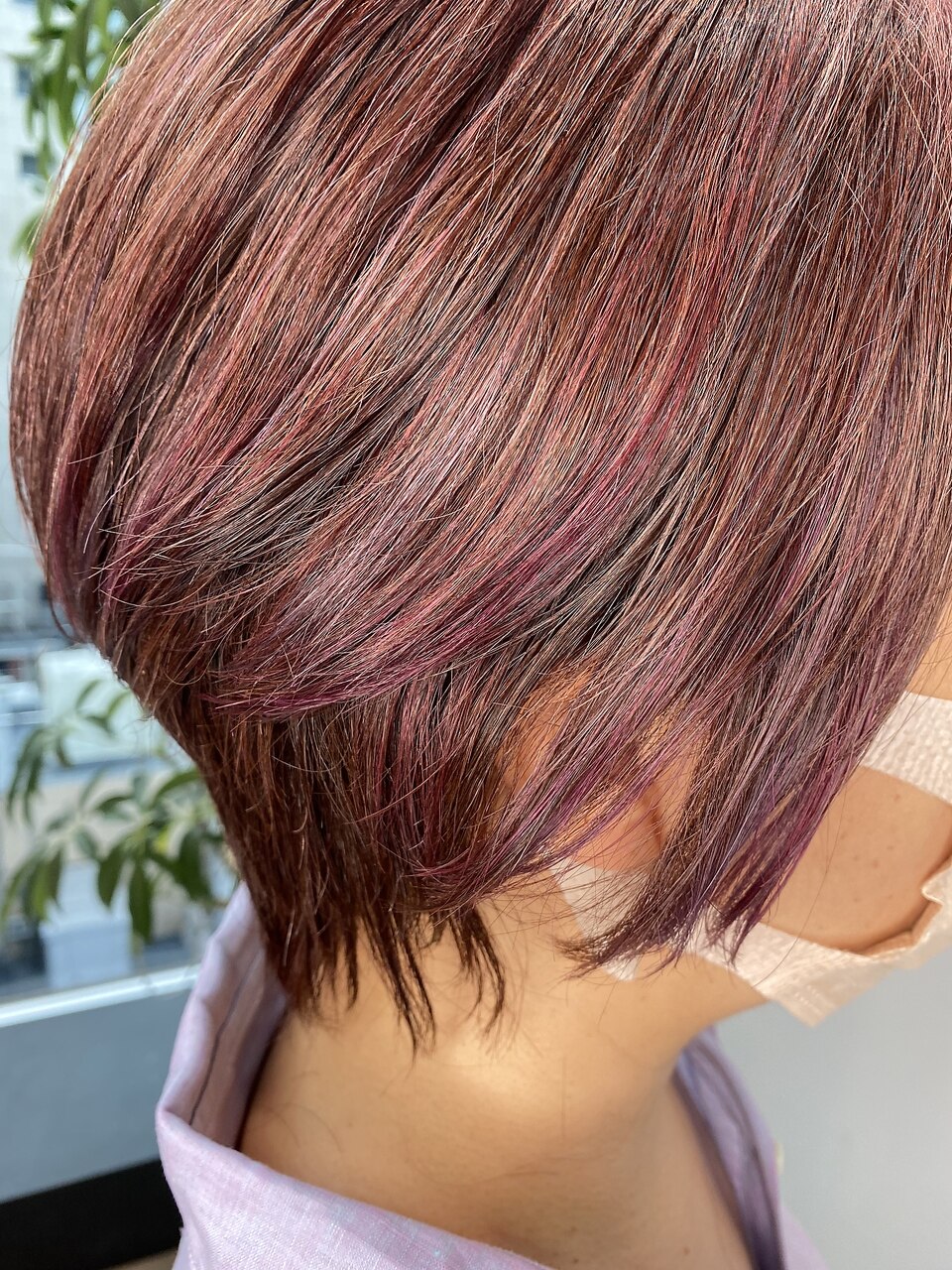 甘くなり過ぎないシックなピンクブラウン 白髪ぼかし40代50代