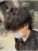 波巻きパーマメンズマッシュウルフツイストスパイラルパーマ