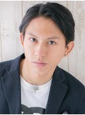 アッシュブラックで旬の七三分けマッシュウェットヘアV北浦和