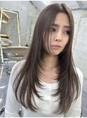 韓国ヘアーハッシュカットレイヤーカットグレージュブリーチ無し