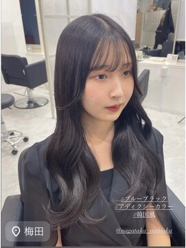 マーシュ 梅田(marshu) 吉岡Style/艶髪/黒染め使用なしオフブラックカラー/韓国風