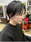 NUDE前髪カット シースルーバング黒髪ショート大人ショートボブ