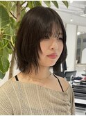 ハイライトカラーミルクティーベージュケアブリーチボブ
