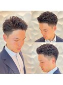 ビジネスパーマ/メンズカット/メンズパーマ/アップバング/爽やか