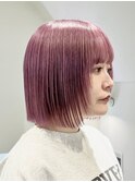 ピンクベージュ/ピンクブラウン/ハイトーンボブ/ピンク