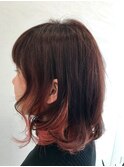 インナーカラー/ハイトーンカラー/斜めバング/20代