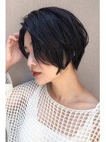 ヘアーラウンジトリップ(hair lounge TRiP) ふんわりパーマで暗髪でも軽やかなショートボブ