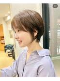 大人ショートボブ丸みショートカットマッシュショート前髪あり