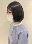 小顔カット大人可愛いナチュラルボブアッシュベージュ髪質改善