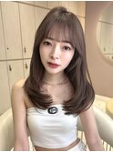 レイヤーカット　韓国ヘア　顔まわりカット　ブリーチなしダブル