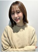 くびれミニボブ/シースルーバング/艶ベージュ/韓国ボブ