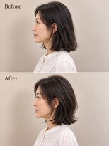 aptas 青山/表参道 白髪染め/白髪ぼかしハイライト/ボリュームアップエクステ 40代の大人ミディアム|表参道・青山