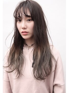 クオーレ(CUORE) バレイヤージュアッシュカラーツヤ感ノーブルロングスタイル