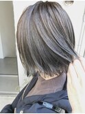 オリーブグレージュ×ボブ