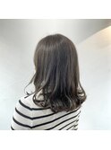 切りっぱなしロブ×グレージュカラー