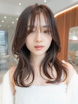 20代30代大人かわいい/レイヤーロング/グレーベージュ/前髪/小顔