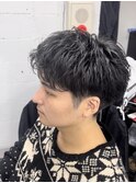センターパートニュアンスパーマスパイラルパーマメンズパーマ