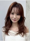 K18韓国ヘアーブリーチなしダブルカラーレイヤーカット透明感