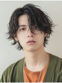 爽やかメンズヘア/フェザーパーマ×ニュアンスウルフで韓国風に