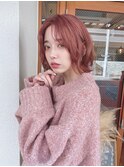 ニュアンス外ハネ大人ウルフボブ×暖色おしゃれカラー