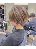 シルキーベージュデザインカラー斜めバング【中村】