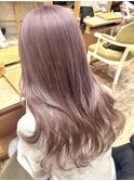 韓国ベージュピンクデザインカラーブリーチロングレイヤーカット