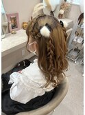 推し活編み込みハーフツイン♪量産型ヘアメ