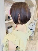 福山市Caary引き締め丸みショートボブナチュラルブラウンカラー
